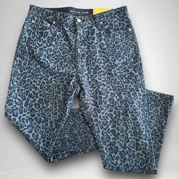 Michael Kors Collection Denim - Michael Michael Kors Womens Jacquared Zebra Print High Rise Stretch Jeans 12 P